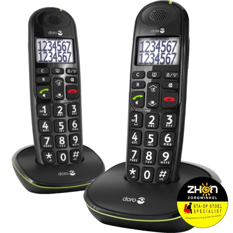 PhoneEasy 110 draadloze duo telefoonset met sprekende cijfertoetsen                  
