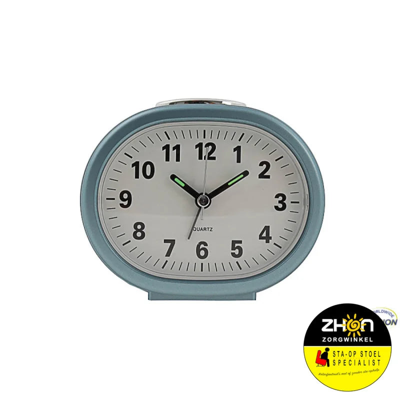 Alarmklok quartz  blauw - witte plaat   