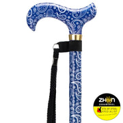 MultiMotion wandelstok met volledige print- Blauw paisley