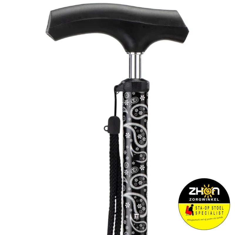 MultiMotion wandelstok telescopisch - Zwart paisley