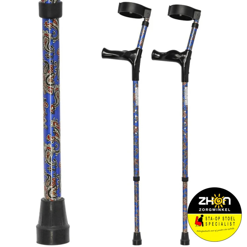 MultiMotion elleboogkrukken met print - Paisley blauw