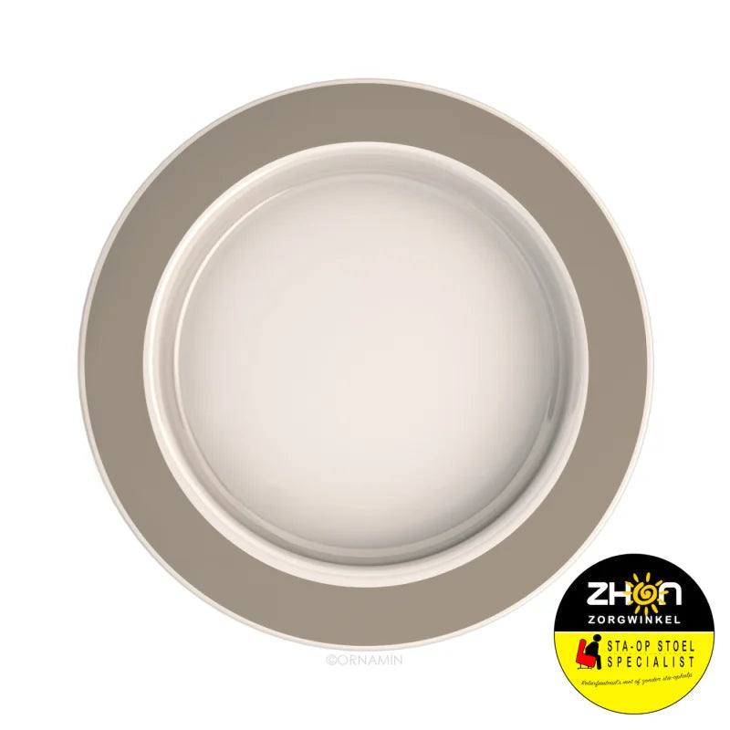 Bord klein 20cm Wit-Linnen grijs
