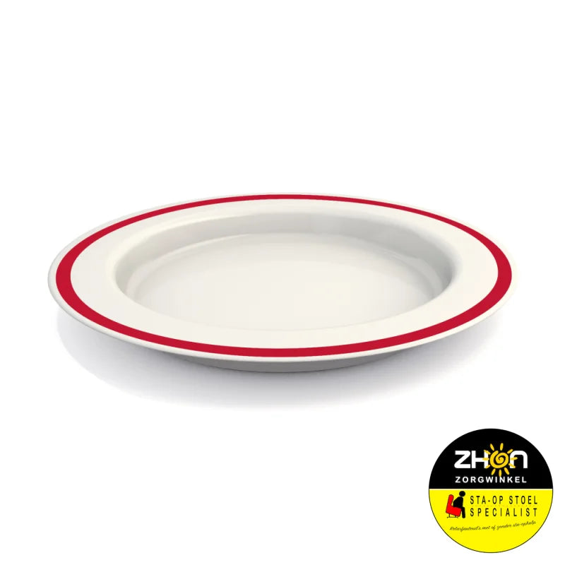 Bord groot 26cm Wit-Rood