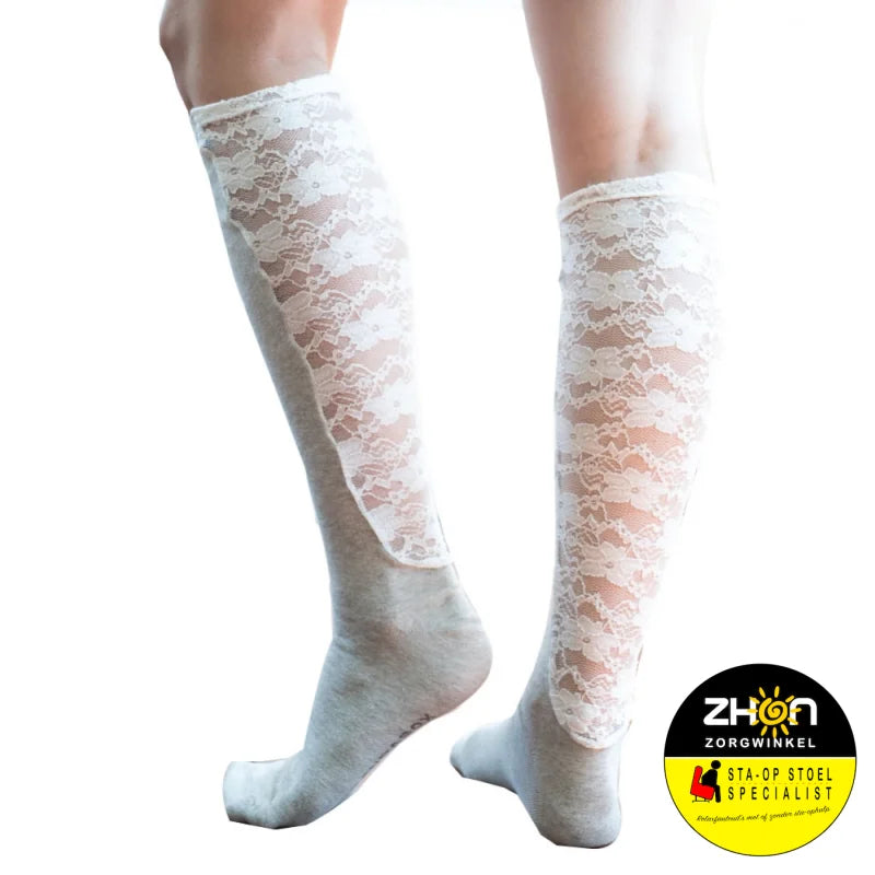 Effen met kanten panel (crème)