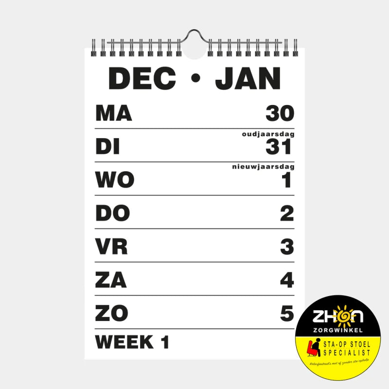 Weekkalender Gr. Let. Form. A4