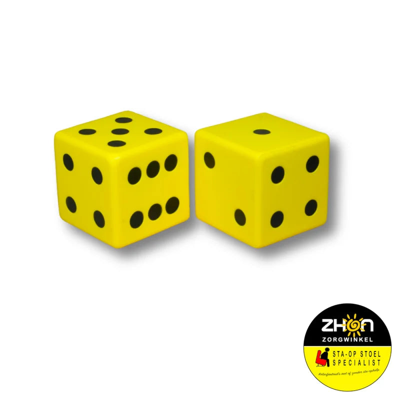 Dobbelsteen Geel met zwarte voe