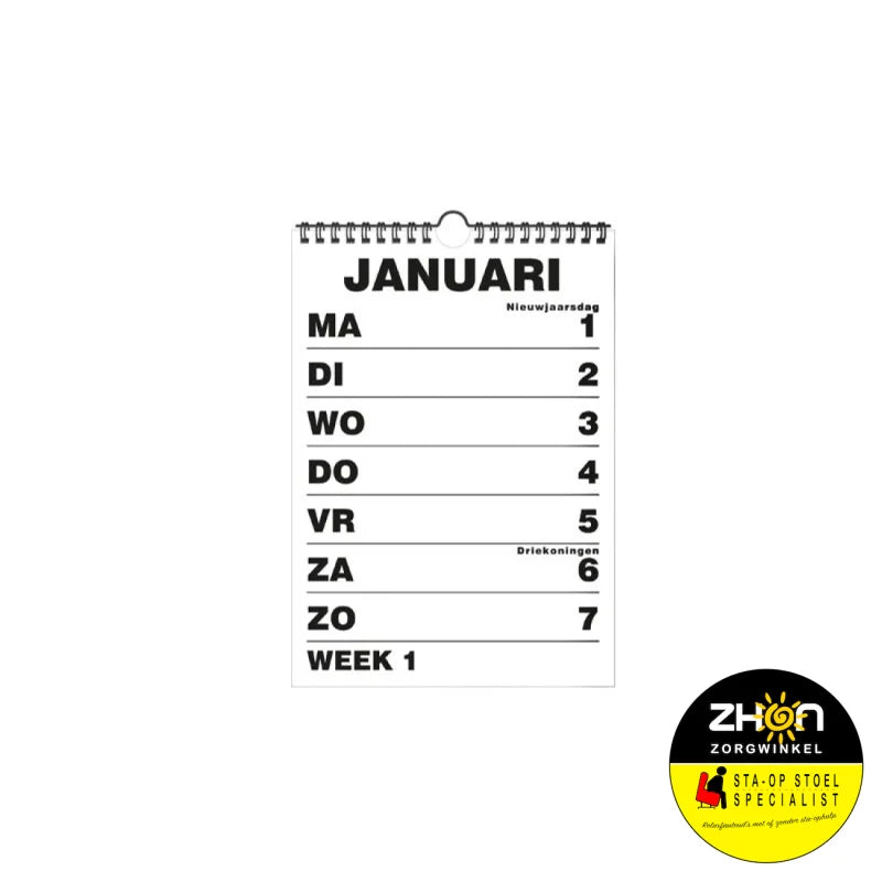 Weekkalender Grootletter A4