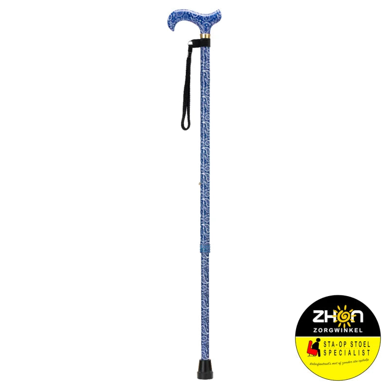 MultiMotion wandelstok met volledige print- Blauw paisley