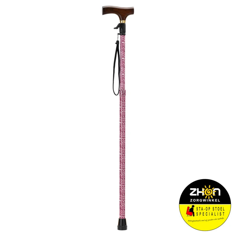 MultiMotion wandelstok met drukknop bediening - Rood paisley