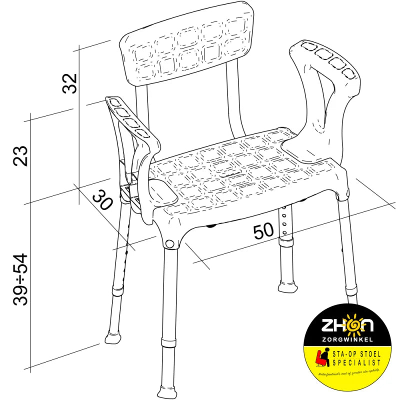 Rechthoekige douchestoel