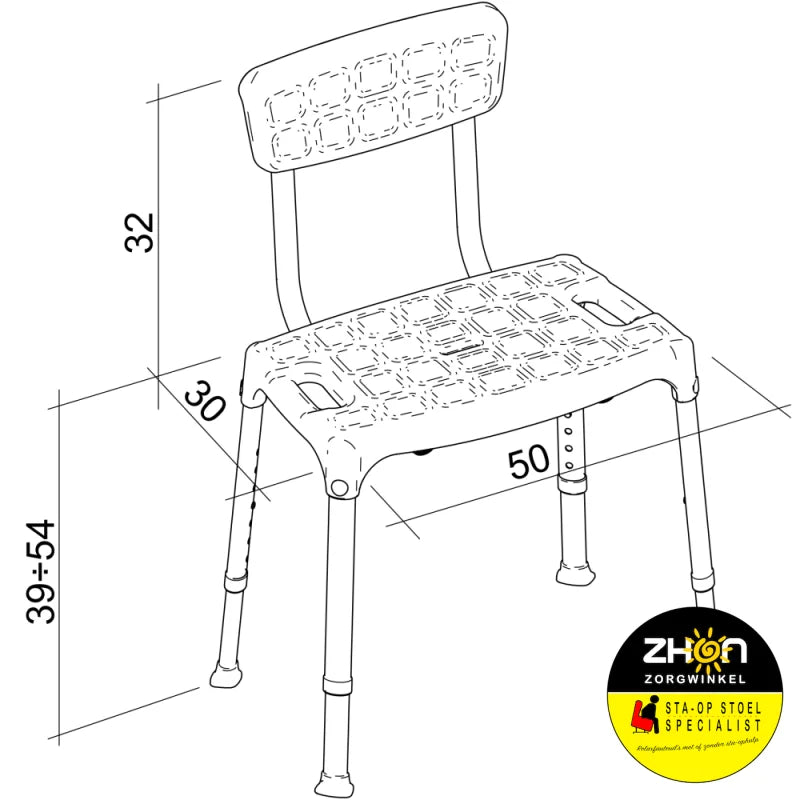 Rechthoekige douchekruk 
