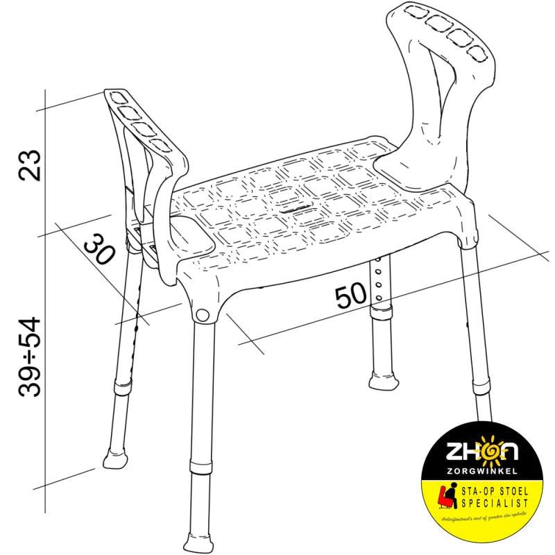 Rechthoekige douchekruk 