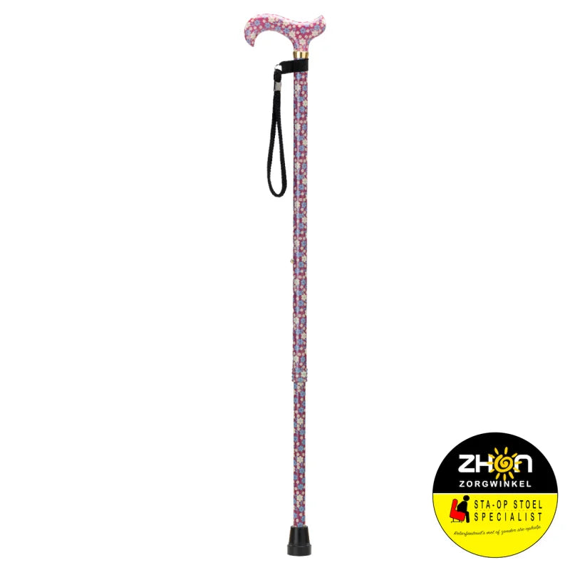 MultiMotion wandelstok met volledige print- Bloemen rood