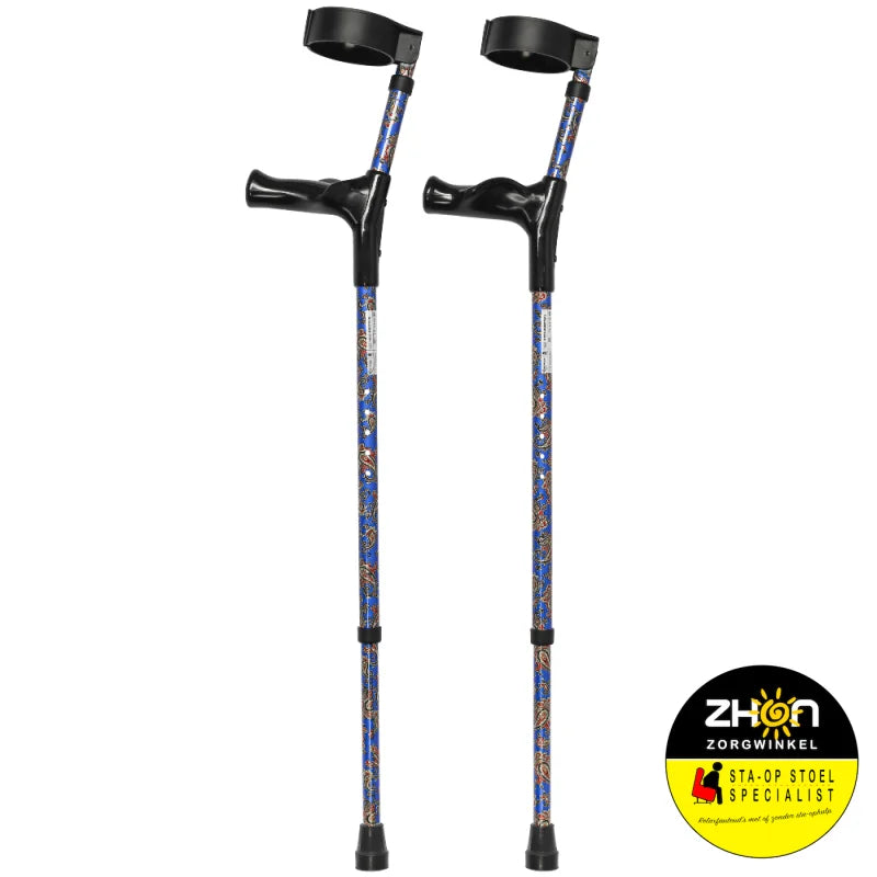 MultiMotion elleboogkrukken met print - Paisley blauw