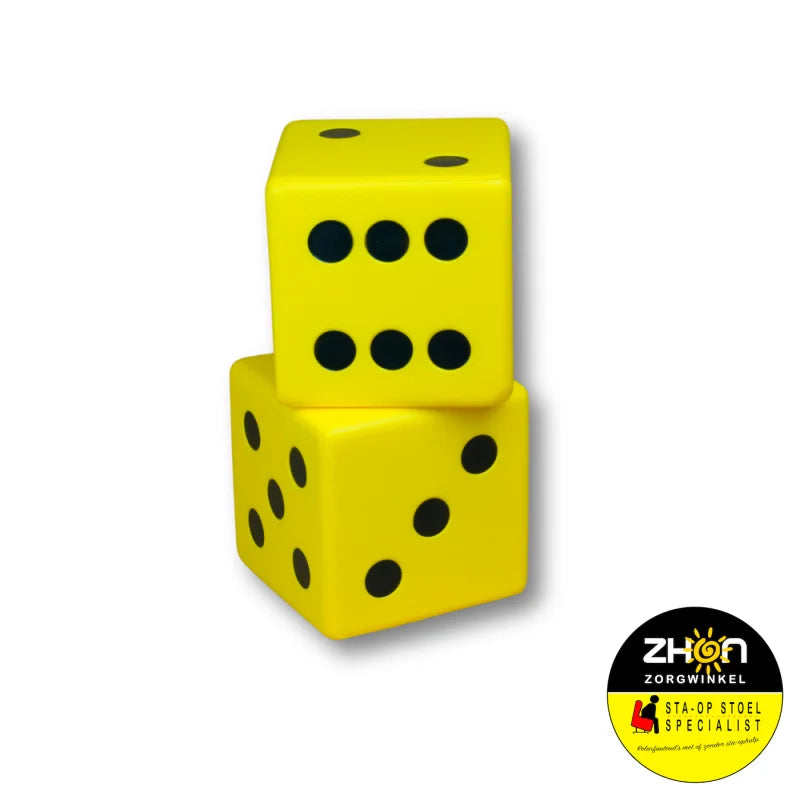 Dobbelsteen Geel met zwarte voe