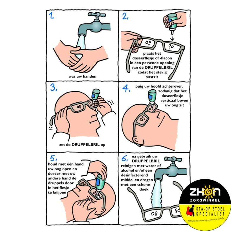 Druppelbril voor toedienen van oogdruppels