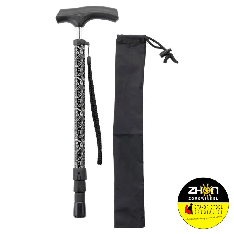MultiMotion wandelstok telescopisch - Zwart paisley