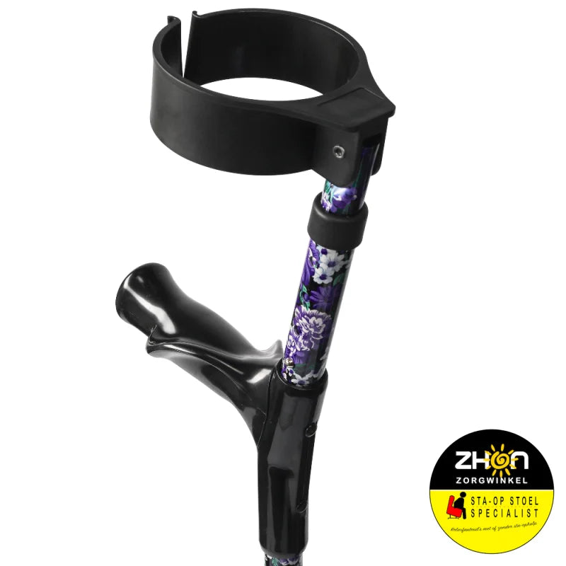 MultiMotion elleboogkrukken met print - Bloemen paars