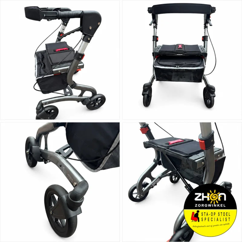 Trollimaster RG70 Soft Rollator - Donkergrijs met Softwielen