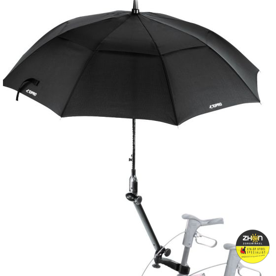 Topro - Paraplu / parasol, zwart, met multifunctionele houder