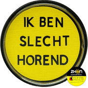 Slechthorend button met speld - geel