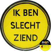 Slechtziend button met speld - geel