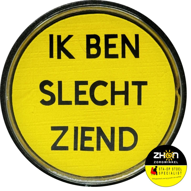 Slechtziend button met speld - geel