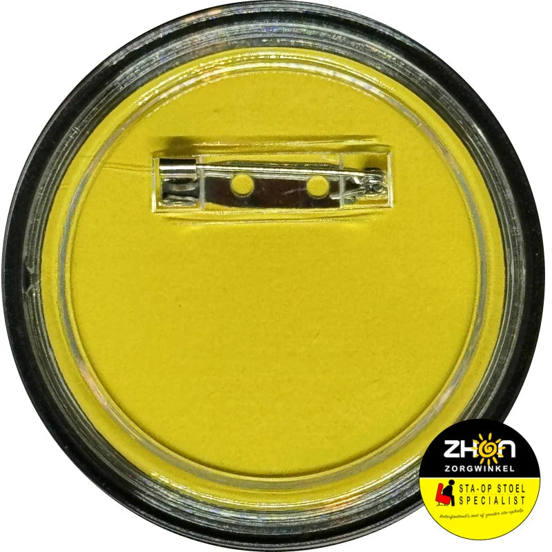 Slechtziend button met speld - geel