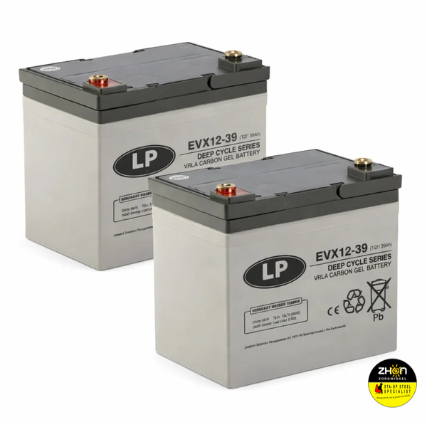 Scootmobiel Accu Set 2x 12V 39Ah | Deep Cycle AGM-GEL Carbon | EVX12039