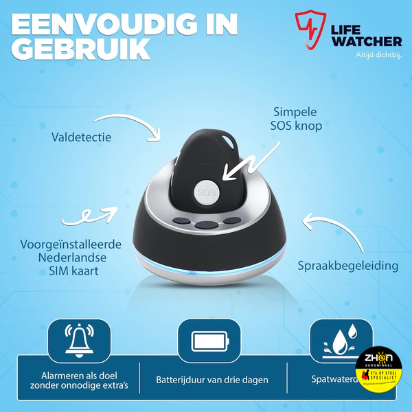 Lifewatcher - SOS Senior Button Pro 4G met valdetectie